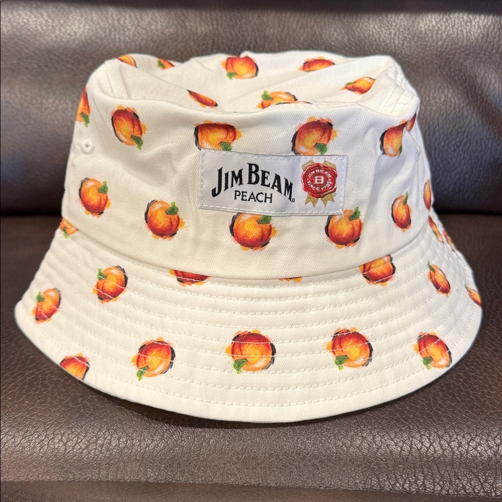 Jim Beam peach white floppy bucket hat - New!
